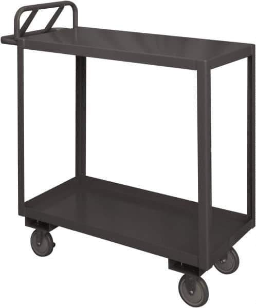 Durham - 1,200 Lb Capacity, 18" Wide x 30" Long x 38" High Service Cart - 2 Shelf, Steel, 2 Rigid/2 Swivel Casters - Eagle Tool & Supply