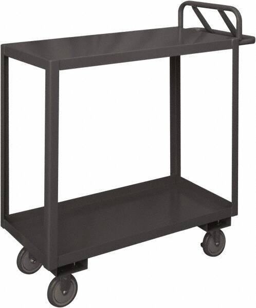 Durham - 1,200 Lb Capacity, 18" Wide x 36" Long x 37-5/8" High Service Cart - 2 Shelf, Steel, 2 Rigid/2 Swivel Casters - Eagle Tool & Supply