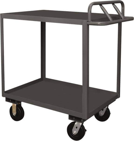 Durham - 3,600 Lb Capacity, 30" Wide x 48" Long x 39" High Service Cart - 2 Shelf, Steel, 2 Rigid/2 Swivel Casters - Eagle Tool & Supply