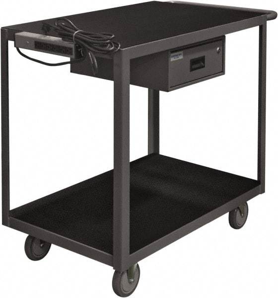 Durham - 1,200 Lb Capacity, 24" Wide x 36" Long x 39-1/2" High Instrument Cart - 1 Drawer, 2 Shelf, Steel, 2 Rigid/2 Swivel Casters - Eagle Tool & Supply