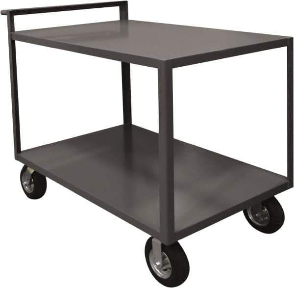 Durham - 1,500 Lb Capacity, 30.25" Wide x 54.25" Long x 36.33" High Service Cart - 2 Shelf, Steel, 2 Rigid/2 Swivel Casters - Eagle Tool & Supply