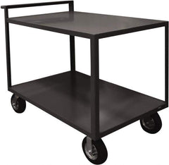 Durham - 1,500 Lb Capacity, 24" Wide x 48" Long x 39-7/16" High Service Cart - 2 Shelf, Steel, 2 Rigid/2 Swivel Casters - Eagle Tool & Supply