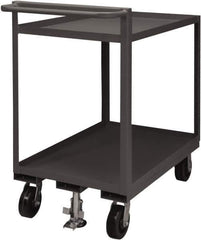 Durham - 1,500 Lb Capacity, 24" Wide x 48" Long x 41-1/16" High Service Cart - 2 Shelf, Steel, 2 Rigid/2 Swivel Casters - Eagle Tool & Supply