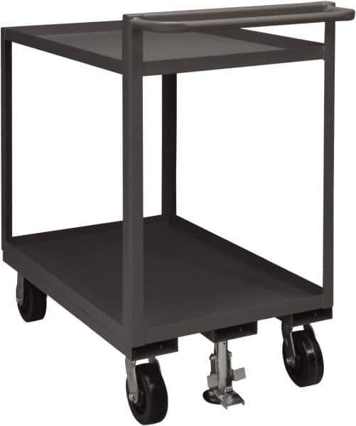 Durham - 1,500 Lb Capacity, 30" Wide x 48" Long x 41-1/16" High Service Cart - 2 Shelf, Steel, 2 Rigid/2 Swivel Casters - Eagle Tool & Supply