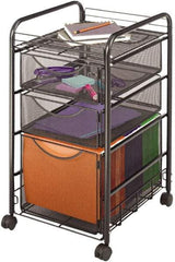 Safco - 15-3/4" Wide x 17" Long x 27" High File Cart - 3 Drawer, 1 Shelf, Steel - Eagle Tool & Supply
