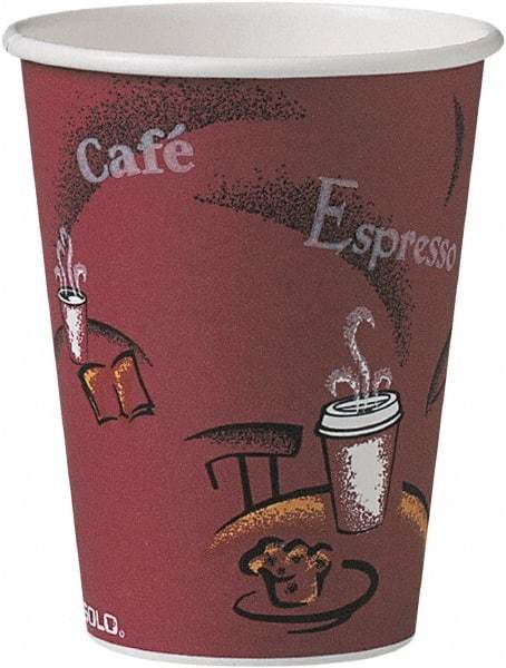 Solo - Bistro Design Hot Drink Cups, Paper, 12 oz, 300/Carton - Maroon - Eagle Tool & Supply