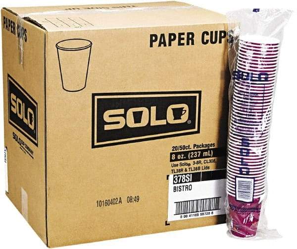 Solo - Bistro Design Hot Drink Cups, Paper, 12 oz, 50/Bag, 20 Bags/Carton - Maroon - Eagle Tool & Supply