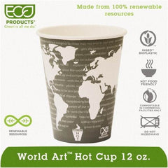 ECO PRODUCTS - World Art Renewable Compostable Hot Cups, 12 oz, 50/PK, 20 PK/CT - World Art Design - Eagle Tool & Supply