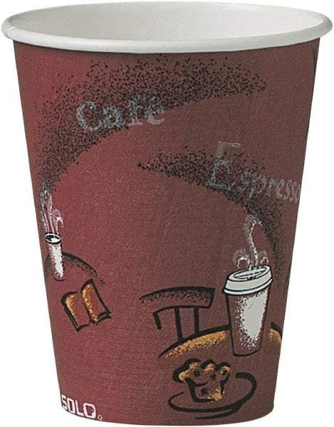 Solo - Bistro Design Hot Drink Cups, Paper, 8 oz, 500/Carton - Maroon - Eagle Tool & Supply