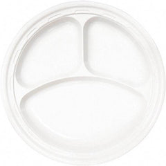 DART - Famous Service Plastic Dinnerware, Plate, 3-Comp, 10-1/4" Diam - White - Eagle Tool & Supply