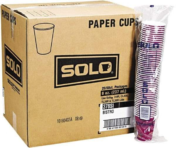 Solo - Bistro Design Hot Drink Cups, Paper, 10 oz, 1000/Carton - Maroon - Eagle Tool & Supply