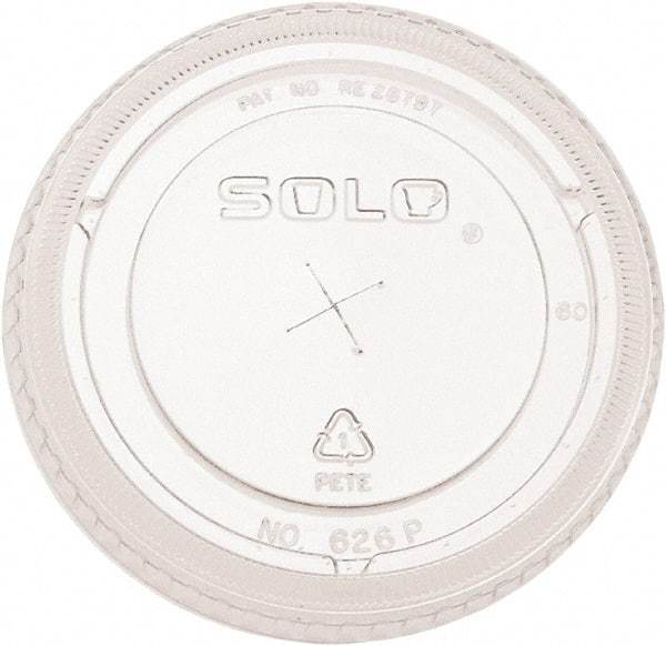 Solo - PETE Flat Straw-Slot Cold Cup Lids, Fits 16-24 oz, 100/Pack, 10 Packs/Carton - Clear - Eagle Tool & Supply