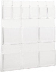 Safco - 30" Wide x 2" Deep x 34-3/4" High, 12 Compartments, Plastic Literature Display Board - Clear, 9-1/2" Compartment Width x 2" Compartment Depth x 9" Compartment Height - Eagle Tool & Supply