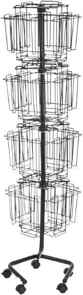 Safco - 15" Wide x 15" Deep x 60" High, 32 Compartments, Welded Wire Rotary Literature Rack - Charcoal, 9" Compartment Width x 5" Compartment Depth x 10-7/8" Compartment Height - Eagle Tool & Supply