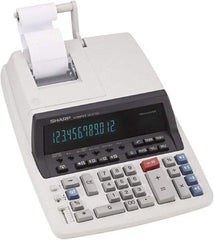 Sharp - Fluorescent Printing Calculator - 17mm Display Size, Light Gray, AC Powered, 12-1/2" Long x 8-3/4" Wide - Eagle Tool & Supply