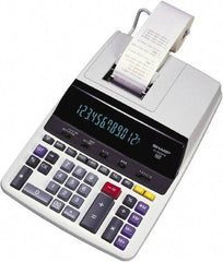 Sharp - Fluorescent Printing Calculator - 17mm Display Size, Light Gray, AC Powered, 16.1" Long x 10" Wide - Eagle Tool & Supply