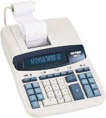 Victor - Fluorescent Printing Calculator - 8 x 11 Display Size, White, AC Powered, 6" Long x 11.4" Wide - Eagle Tool & Supply