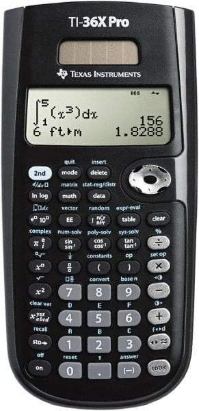 Texas Instruments - LCD Scientific Calculator - 3-3/8 x 7-1/4 Display Size, Black, Battery & Solar Powered, 9.7" Long x 6-1/2" Wide - Eagle Tool & Supply