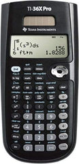 Texas Instruments - LCD Scientific Calculator - 3-3/8 x 7-1/4 Display Size, Black, Battery & Solar Powered, 9.7" Long x 6-1/2" Wide - Eagle Tool & Supply