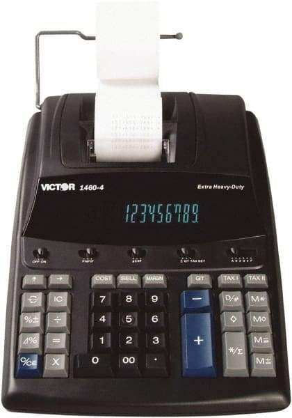 Victor - Fluorescent Printing Calculator - 8-1/2 x 12-1/4 Display Size, Black, AC Powered, 15.6" Long x 10-1/2" Wide - Eagle Tool & Supply