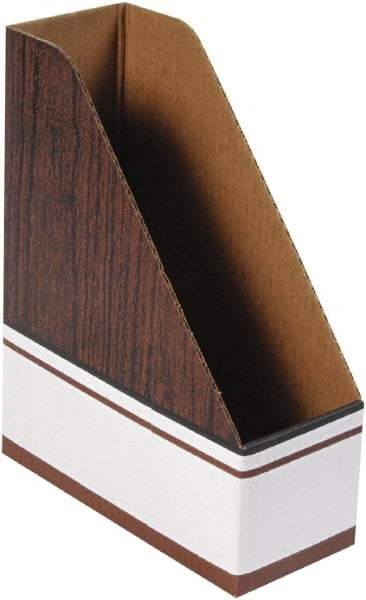 BANKERS BOX - White & Wood Grain Magazine Stand - Corrugated Cardboard - Eagle Tool & Supply