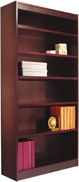 ALERA - 6 Shelf, 72" High x 35-5/8" Wide Bookcase - 11-1/2" Deep, Wood Veneer, Mahogany - Eagle Tool & Supply