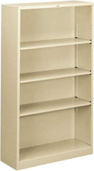 Hon - 4 Shelf, 59" High x 34-1/2" Wide Bookcase - 12-5/8" Deep, Steel, Putty - Eagle Tool & Supply