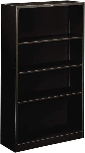 Hon - 4 Shelf, 59" High x 34-1/2" Wide Bookcase - 11-3/4" Deep, Steel, Black - Eagle Tool & Supply