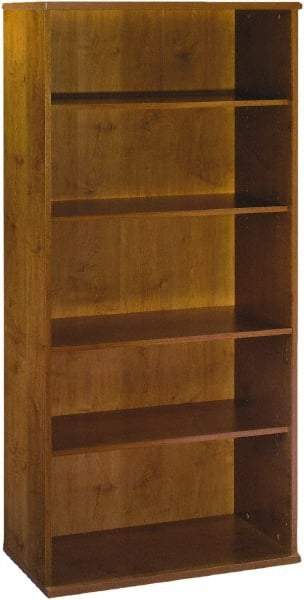 Bush Business Furniture - 5 Shelf, 72-7/8" High x 35-3/4" Wide Bookcase - 15-3/8" Deep, Laminate Over Wood, Natural Cherry - Eagle Tool & Supply