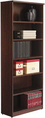 ALERA - 6 Shelf, 80-3/8" High x 31-3/4" Wide Bookcase - 14" Deep, Woodgrain Laminate, Mahogany - Eagle Tool & Supply