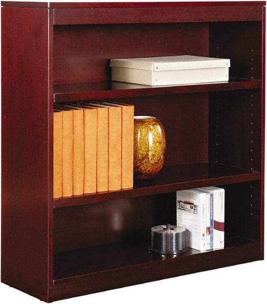 ALERA - 3 Shelf, 36" High x 35-5/8" Wide Bookcase - 11-3/4" Deep, Wood Veneer, Mahogany - Eagle Tool & Supply