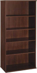 Bush Business Furniture - 5 Shelf, 72-7/8" High x 35-5/8" Wide Bookcase - 15-3/8" Deep, Laminate Over Wood, Hansen Cherry - Eagle Tool & Supply