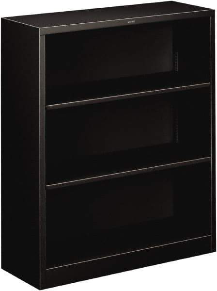 Hon - 3 Shelf, 41" High x 34-1/2" Wide Bookcase - 12-5/8" Deep, Steel, Black - Eagle Tool & Supply