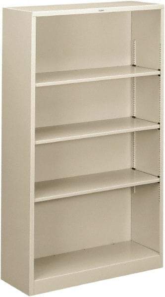 Hon - 4 Shelf, 59" High x 34-1/2" Wide Bookcase - 13-1/2" Deep, Steel, Light Gray - Eagle Tool & Supply