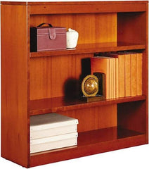 ALERA - 3 Shelf, 36" High x 35-5/8" Wide Bookcase - 13-1/8" Deep, Wood Veneer, Medium Cherry - Eagle Tool & Supply