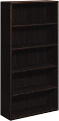 Hon - 5 Shelf, 71" High x 36" Wide Bookcase - 12-5/8" Deep, Laminate, Mahogany - Eagle Tool & Supply