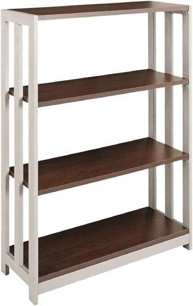 Linea Italia - 3 Shelf, 43-1/4" High x 31-1/2" Wide Bookcase - 11-1/2" Deep, Woodgrain Laminate, Mocha - Eagle Tool & Supply