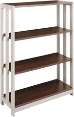 Linea Italia - 3 Shelf, 43-1/4" High x 31-1/2" Wide Bookcase - 11-1/2" Deep, Woodgrain Laminate, Mocha - Eagle Tool & Supply