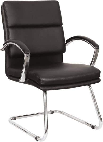 ALERA - Black Leather Guest Chair - 23-1/2" Wide x 37" High - Eagle Tool & Supply