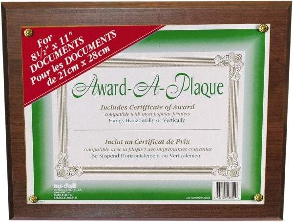 Nudell - Walnut Document Holders-Certificate/Document - 11" High x 8-1/2" Wide - Eagle Tool & Supply