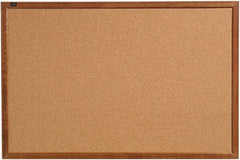 Quartet - 36" Wide x 24" High Open Cork Bulletin Board - Natural (Color) - Eagle Tool & Supply