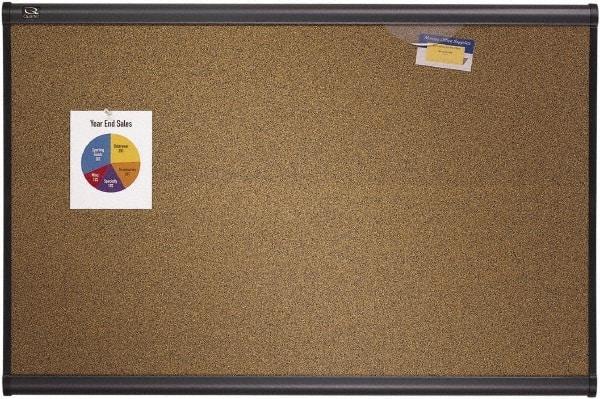 Quartet - 48" Wide x 36" High Open Cork Bulletin Board - Brown - Eagle Tool & Supply