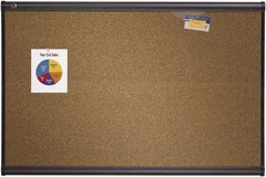 Quartet - 48" Wide x 36" High Open Cork Bulletin Board - Brown - Eagle Tool & Supply