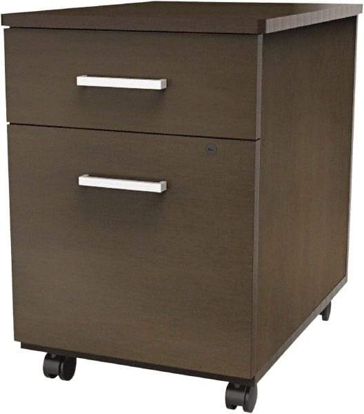 Linea Italia - 16-1/2" Wide x 23-5/8" High x 19-3/4" Deep, 2 Drawer Pedestal - Laminate, Mocha - Eagle Tool & Supply