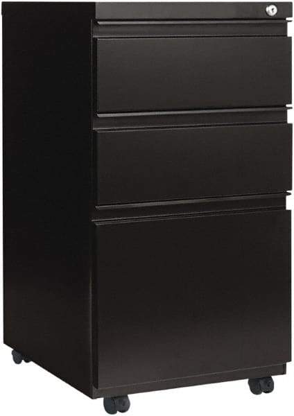 ALERA - 14-7/8" Wide x 28-1/4" High x 23-1/8" Deep, 3 Drawer Pedestal - Steel, Black - Eagle Tool & Supply