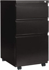 ALERA - 14-7/8" Wide x 28-1/4" High x 23-1/8" Deep, 3 Drawer Pedestal - Steel, Black - Eagle Tool & Supply