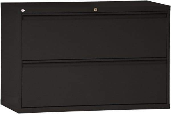 ALERA - 42" Wide x 28-3/8" High x 19-1/4" Deep, 2 Drawer Lateral File - Steel, Black - Eagle Tool & Supply