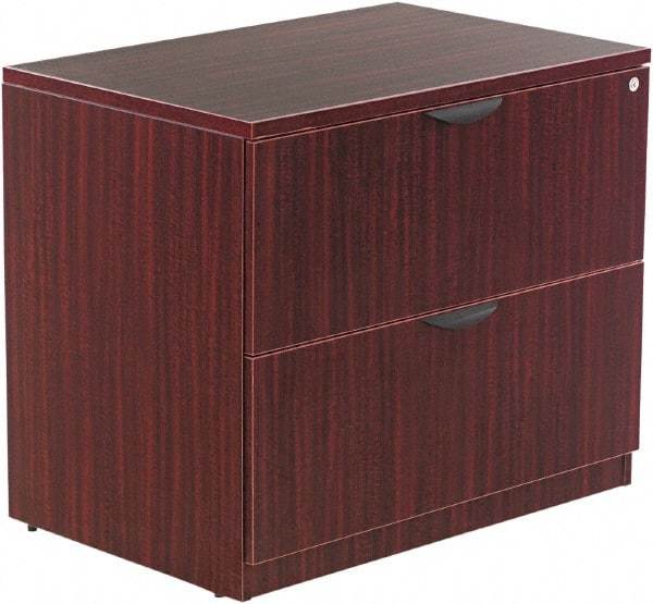 ALERA - 34" Wide x 29-1/2" High x 22-3/4" Deep, 2 Drawer Lateral File - Woodgrain Laminate, Mahogany - Eagle Tool & Supply