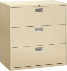 Hon - 42" Wide x 40-7/8" High x 19-1/4" Deep, 3 Drawer Lateral File - Steel, Putty - Eagle Tool & Supply