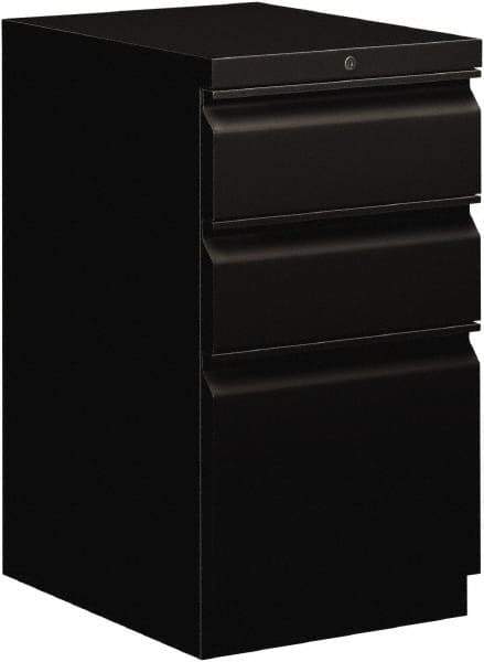 Hon - 15" Wide x 28" High x 19-7/8" Deep, 3 Drawer Pedestal - Steel, Black - Eagle Tool & Supply